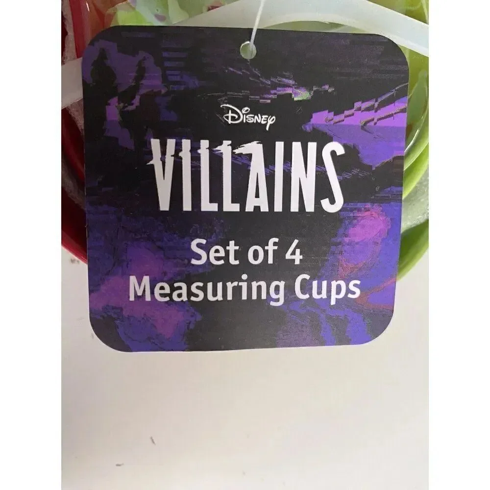 Set Of 4 Disney Halloween Villains Poisoned Apple Measuring Cups Iridescent NEW‎